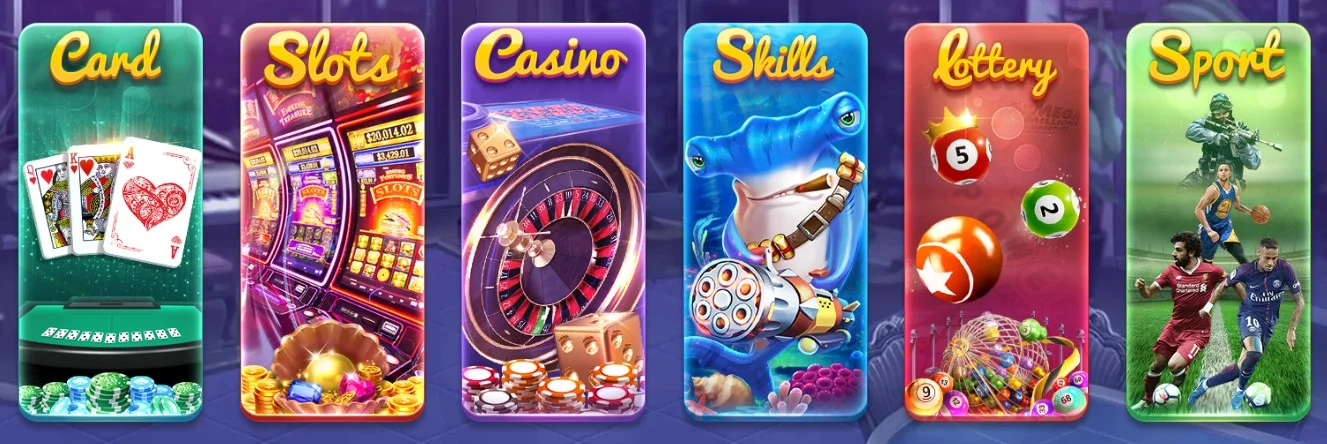 Tổng hợp các nhóm game trong hệ thống 88vin: Card, Slots, Casino, Skills, Lottery, Sport