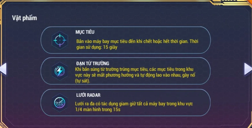 Các kỹ năng trong Xuất Kích: khóa mục tiêu, đạn từ trường, lưới radar
