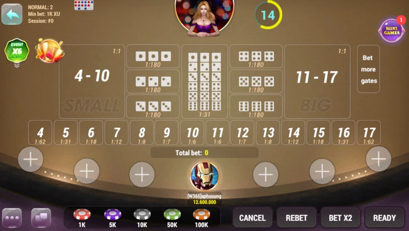 Minh họa trò chơi Sicbo trên nền tảng W365win